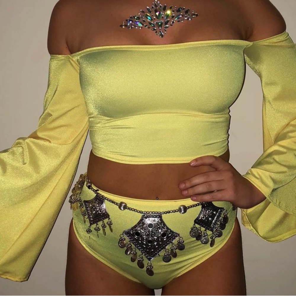 EatSleepRave ESR Yellow Off-Shoulder Rave Top